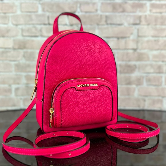 MICHAEL KORS JAYCEE LEATHER XS BACKPACK CONVERTIBLE SHOULDER BAG Electric Pink - Picture 1 of 9
